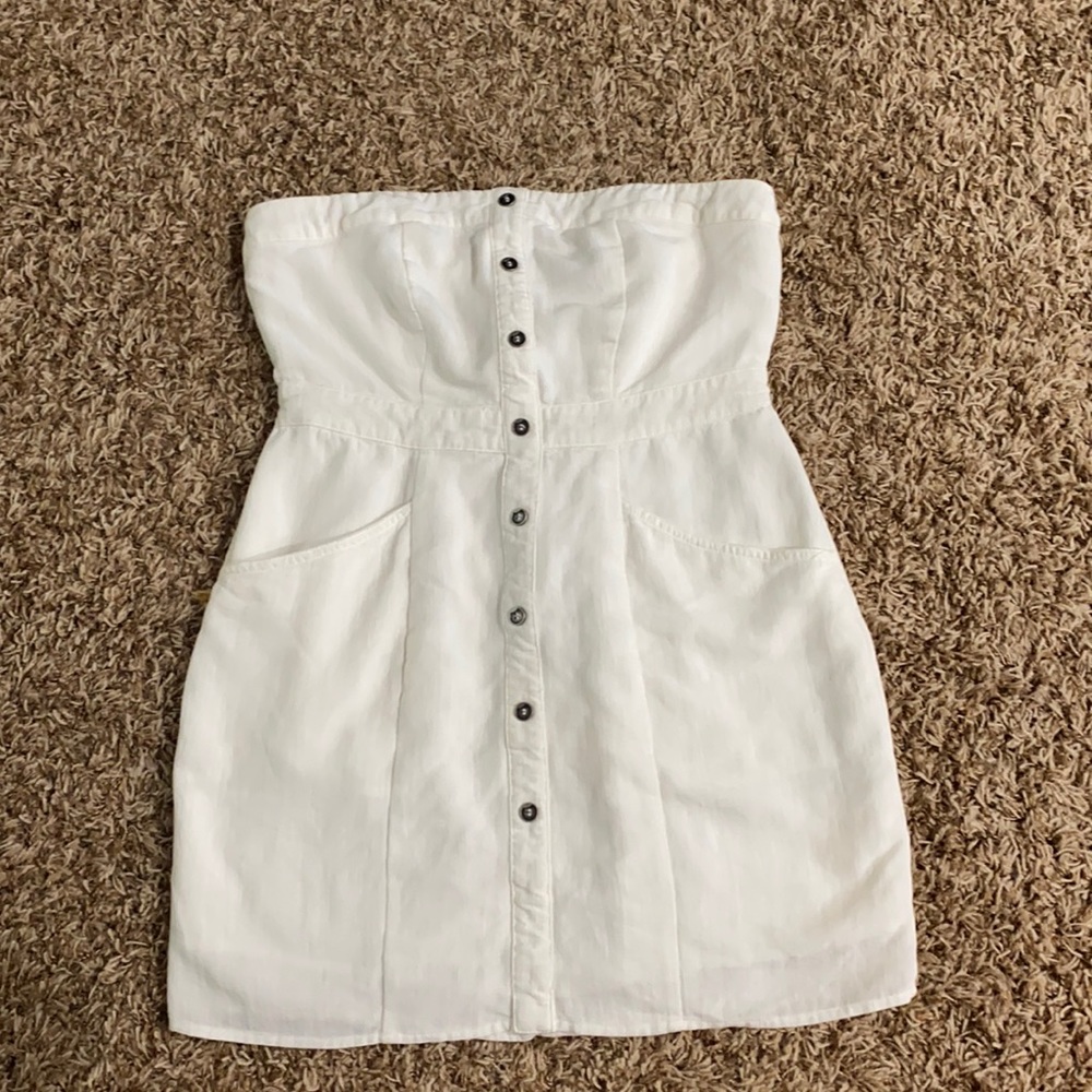 Lulus Strapless Button Down Mini Dress